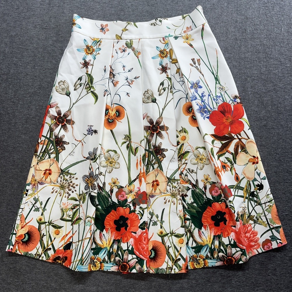 Zara Woman Skirt Pleated Midi Size Large Floral